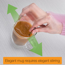 Load image into Gallery viewer, Double Wall Glass Coffee Mugs 16 oz - Large Clear Set of 2 - Patent Pending Geometric Modern Novelty Design - Insulated & Double Walled Glass Coffee Mugs. Ideal for Latte & Cappuccino