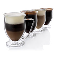 Load image into Gallery viewer, Double Wall Glass Coffee Mugs 11 oz - Clear Set of 4 - Dishwasher & Microwave Safe - Insulated & Double Walled Glass Coffee Mugs. Ideal as Tea Cups, for Latte, Cappuccino, Hot & Cold Beverages