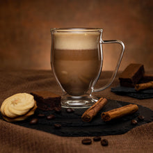 Load image into Gallery viewer, Double Wall Glass Coffee Mugs 11 oz - Clear Set of 4 - Dishwasher & Microwave Safe - Insulated & Double Walled Glass Coffee Mugs. Ideal as Tea Cups, for Latte, Cappuccino, Hot & Cold Beverages