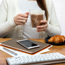 Load image into Gallery viewer, Double Wall Glass Coffee Mugs 16 oz - Large Clear Set of 2 - Patent Pending Geometric Modern Novelty Design - Insulated &amp; Double Walled Glass Coffee Mugs. Ideal for Latte &amp; Cappuccino
