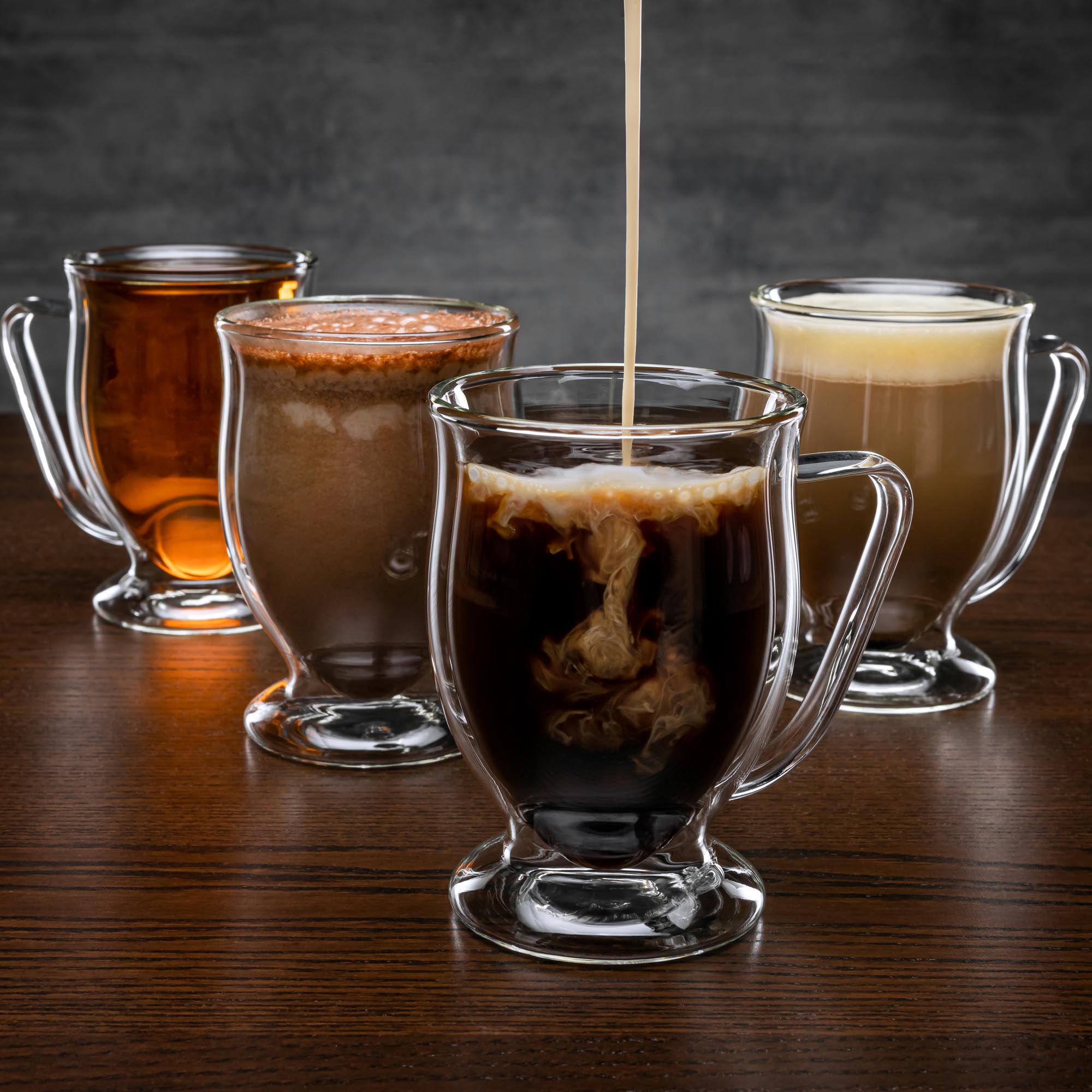 Double Wall Glass Coffee Mugs 11 oz - Clear Set of 4