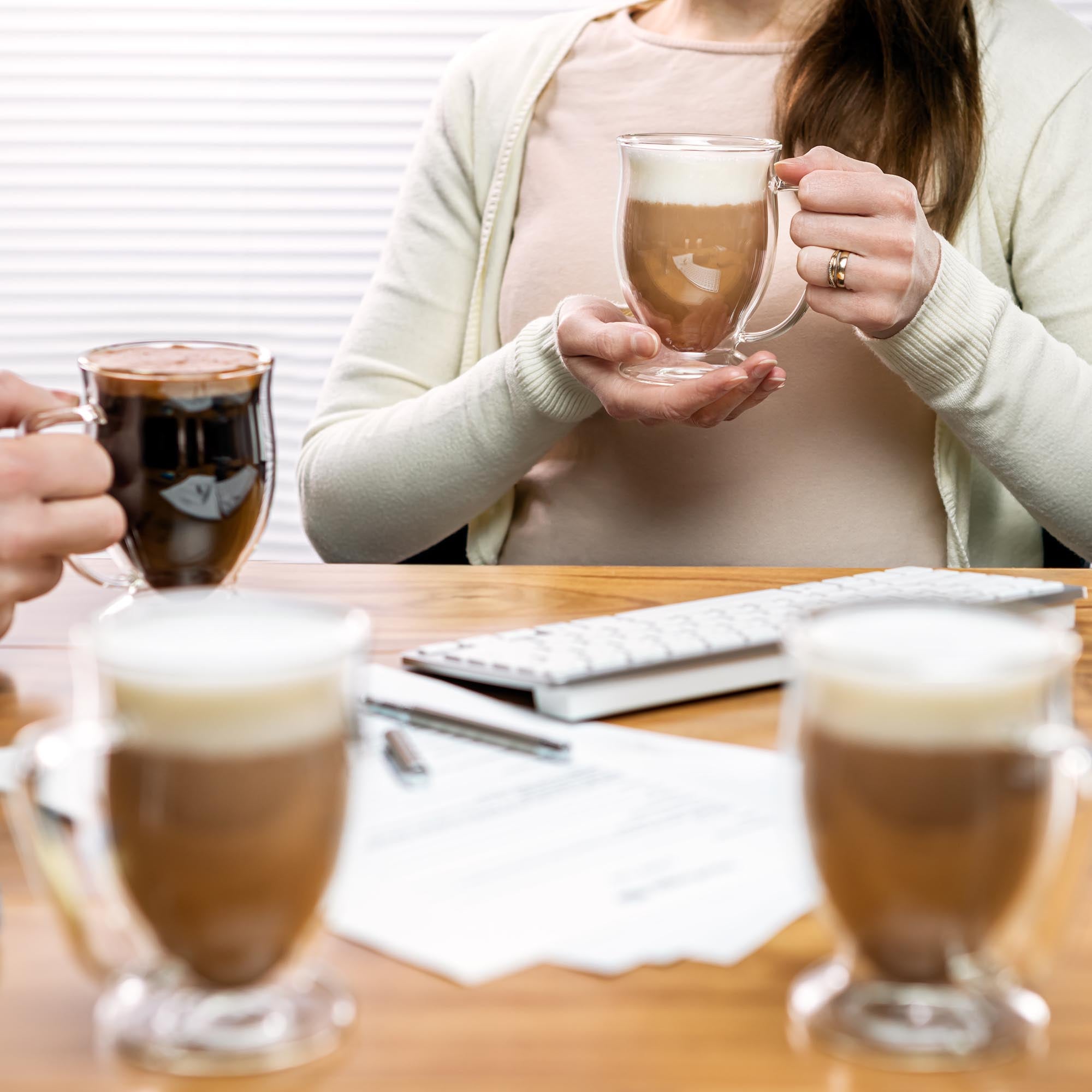 GLORAMA Double Walled Glass Coffee Mugs Set Of 4 - 10oz Microwave & Freezer Safe Cups