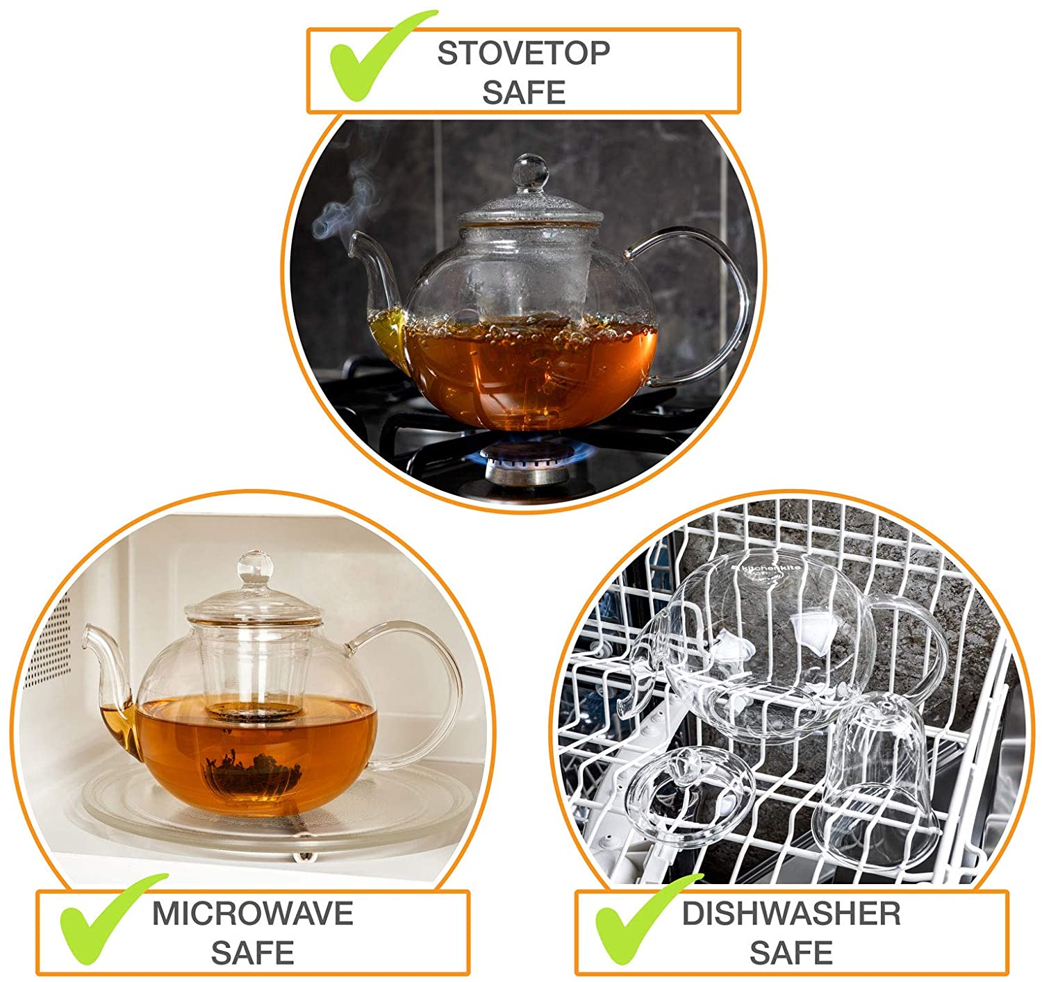 Glass Teapot with Removable Infuser Stovetop Safe Tea Kettle Tea Pot  660ml/22oz